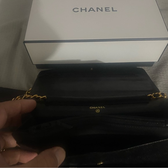Chanel Timeless Wallet on Chain Cc Logo Woc Black Caviar Leather Cross Body Bag - Picture 7 of 8